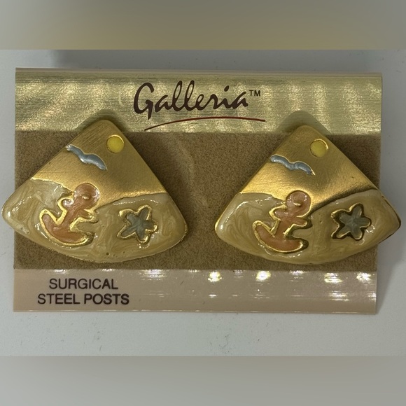 Vintage Nautical Anchor & Starfish Earrings with Surgical Steel Posts - Picture 13 of 13